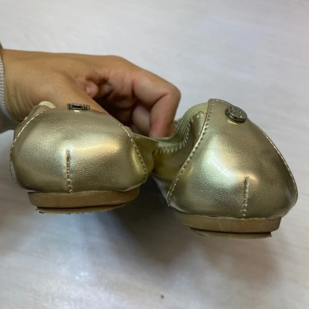 Stuart Weitzman Girls 4 Ballet Flats Fannie Chainbow Gold Rhinestone Party Shoes